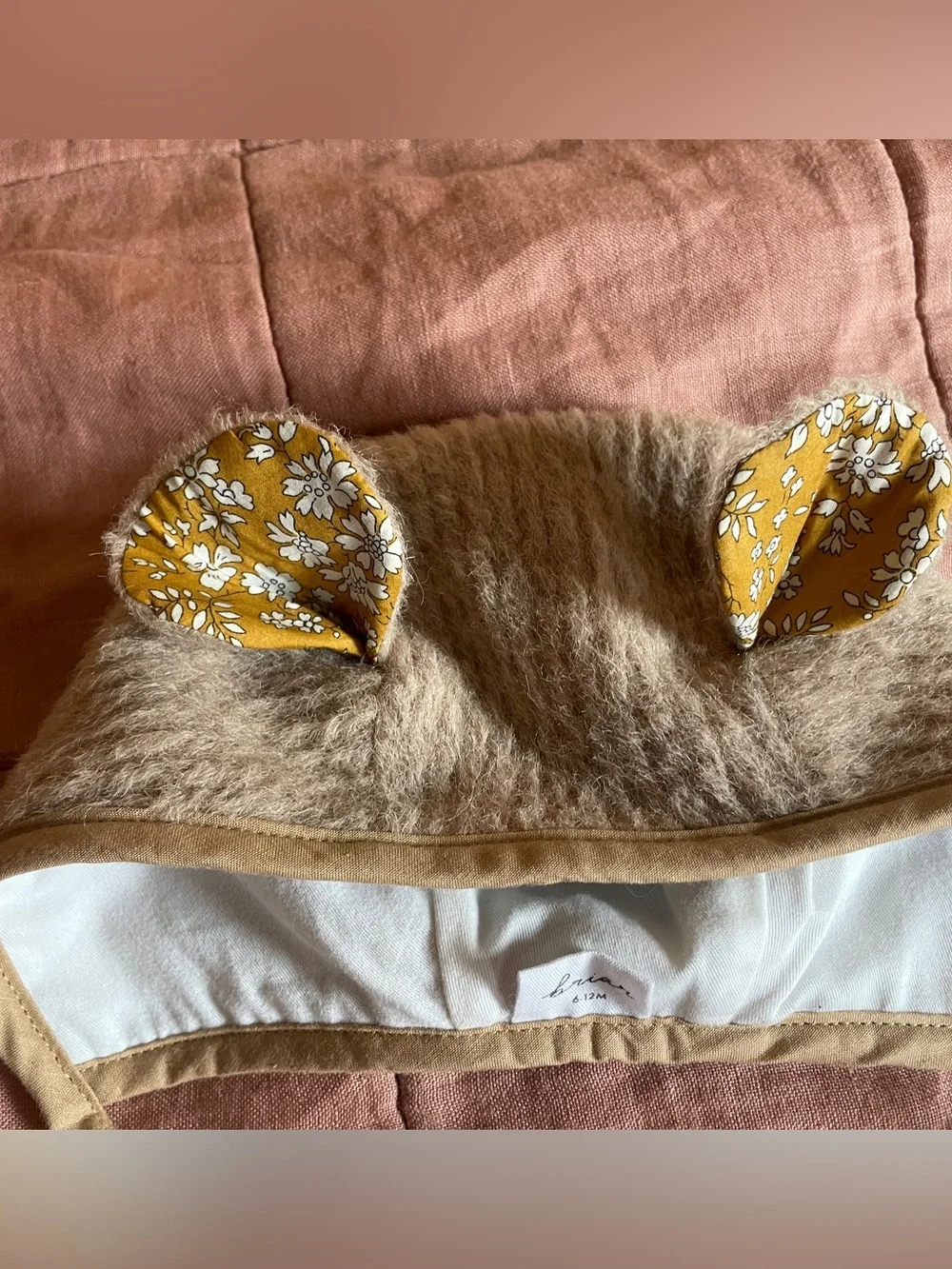 Briar Baby bear ears bonnet, 6-12 mos